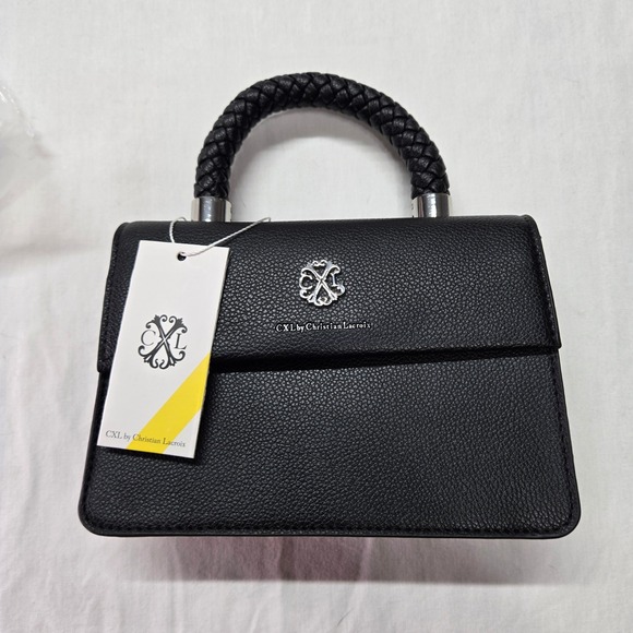 CXL by Christian Lacroix Jardin Braided Handle Crossbody Black Bag - Picture 1 of 9